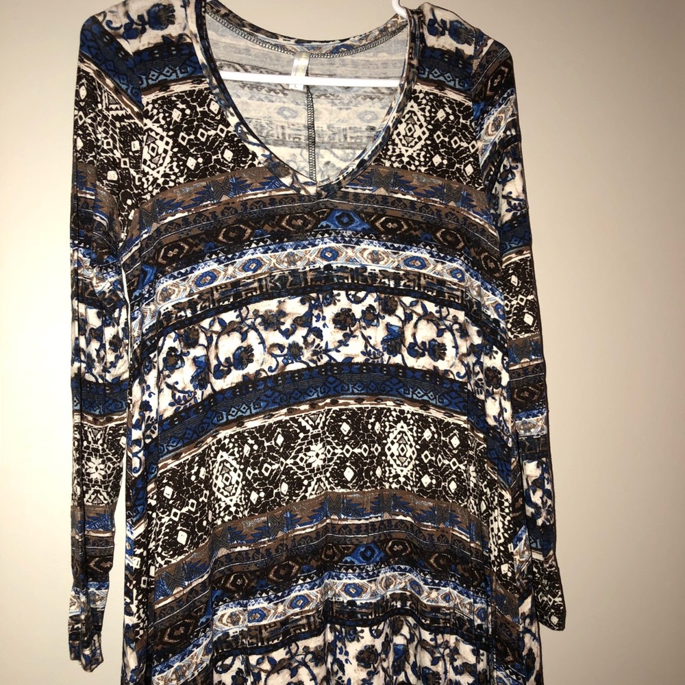 👗Geometric Print Hi-low Tunic Dress 👗